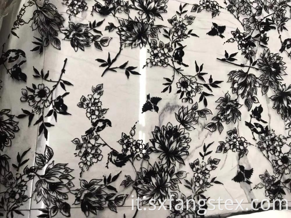 100% Polyester Flocking Flocked Woven Voile Abaya Fabric 6